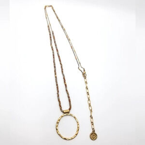 Luna Necklaces Hammered Gold And Sparkle Bead Necklace